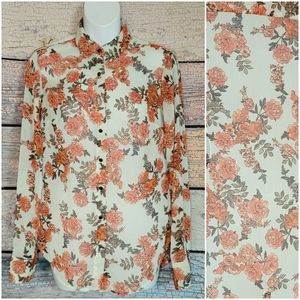 Floral button down top